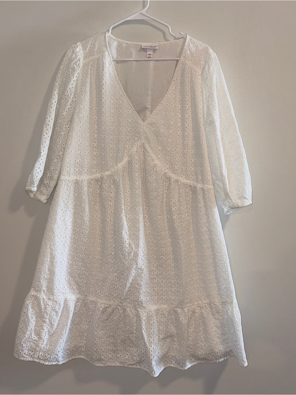 Isabel Maternity by Ingrid & Isabel White Eyelet V-Neck Maternity Dress